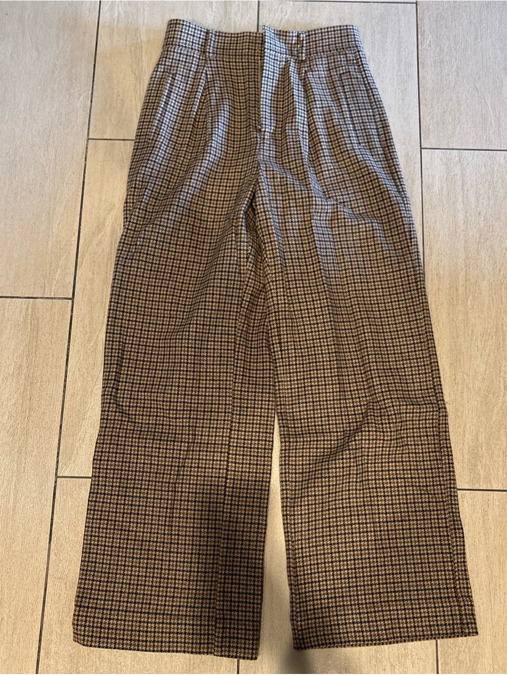 Everlane Brown and Black Houndstooth Trousers